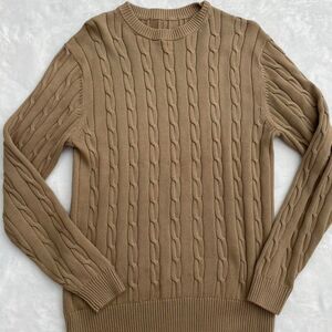Cable Knit Y2K Sweater Women's M Neutral Bella Swan Preppy Fall Pull Over Winter
